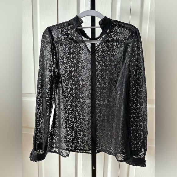 Modcloth Black Sheer Lace Blouse - Picture 4 of 12